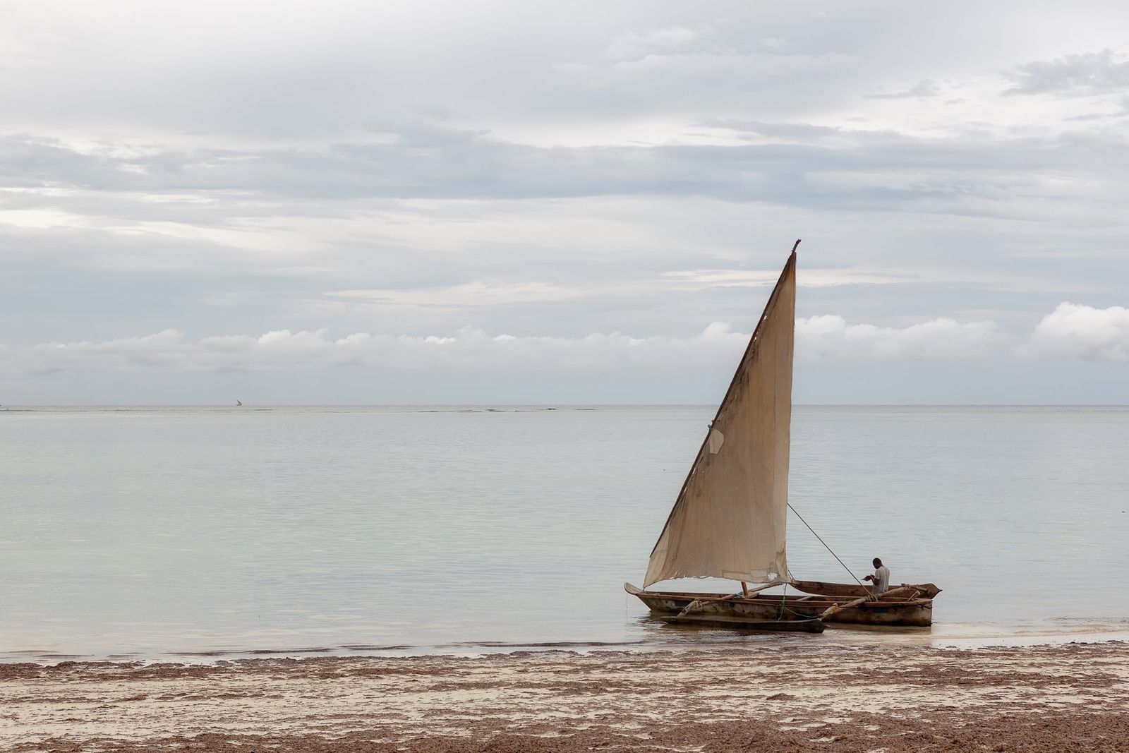 Dhau am Strand von Sansibar